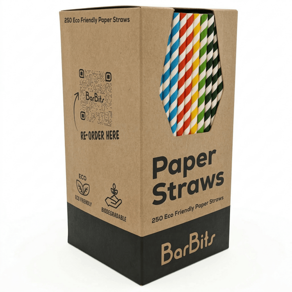 Mixed Striped Paper Straws 8" - Pack of 250