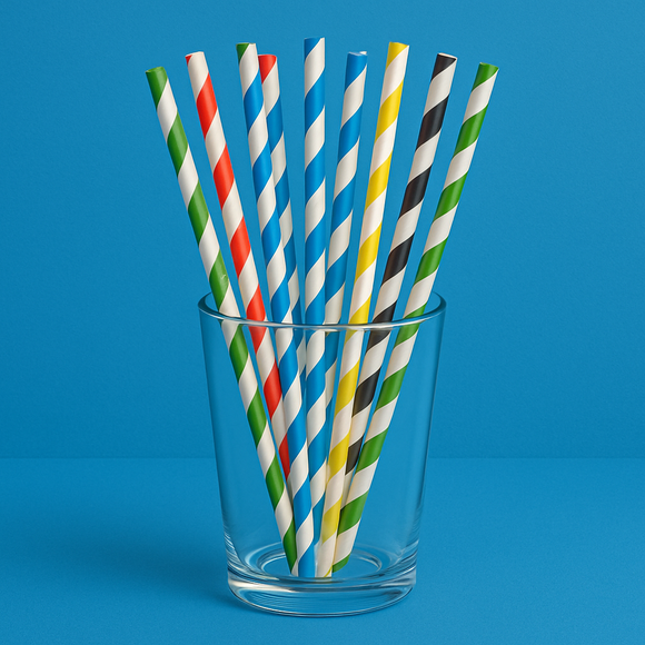 Mixed Striped Paper Straws 8" - Pack of 250