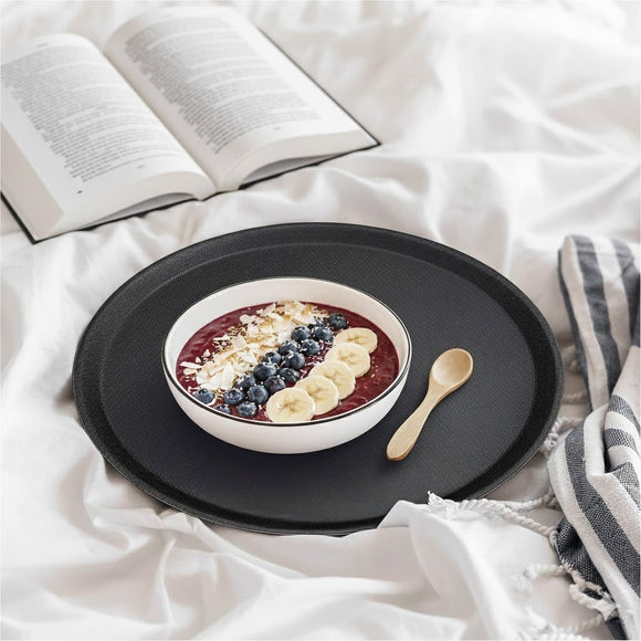 Black Round Non-Slip Tray - 11 Inch