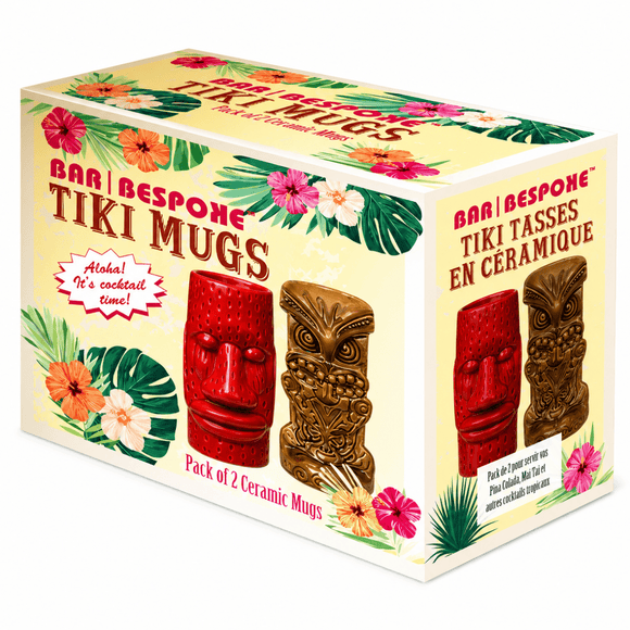 Red & Brown Tiki Mugs - Set of 2