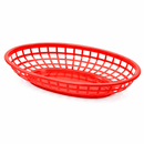 Red plastic basket on a white background