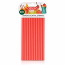 Pack of red paper cocktail straws with Apollo branding on a white background