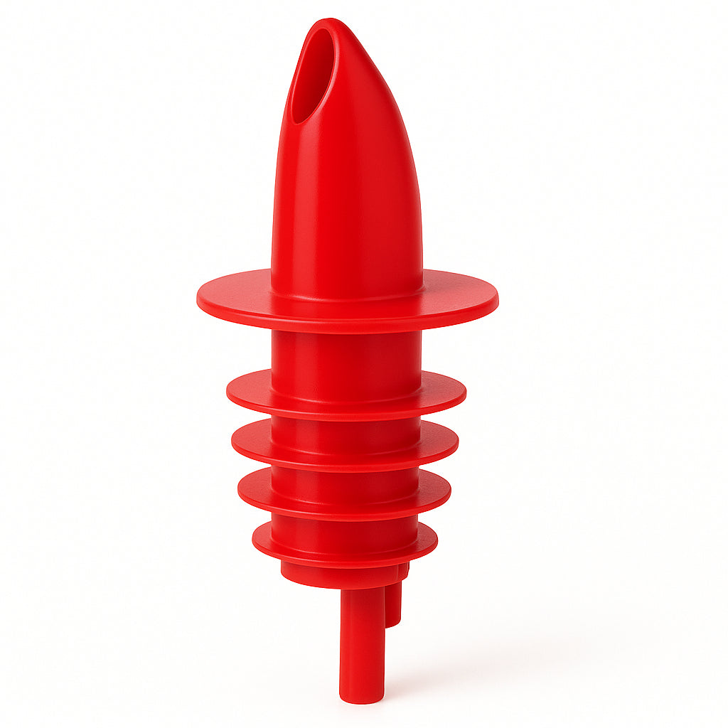 Red Plastic Free Flow Pourers - Pack of 10