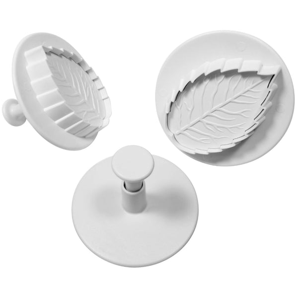 Apollo Rose Leaf Plunger Icing Cutters - Pack Of 3