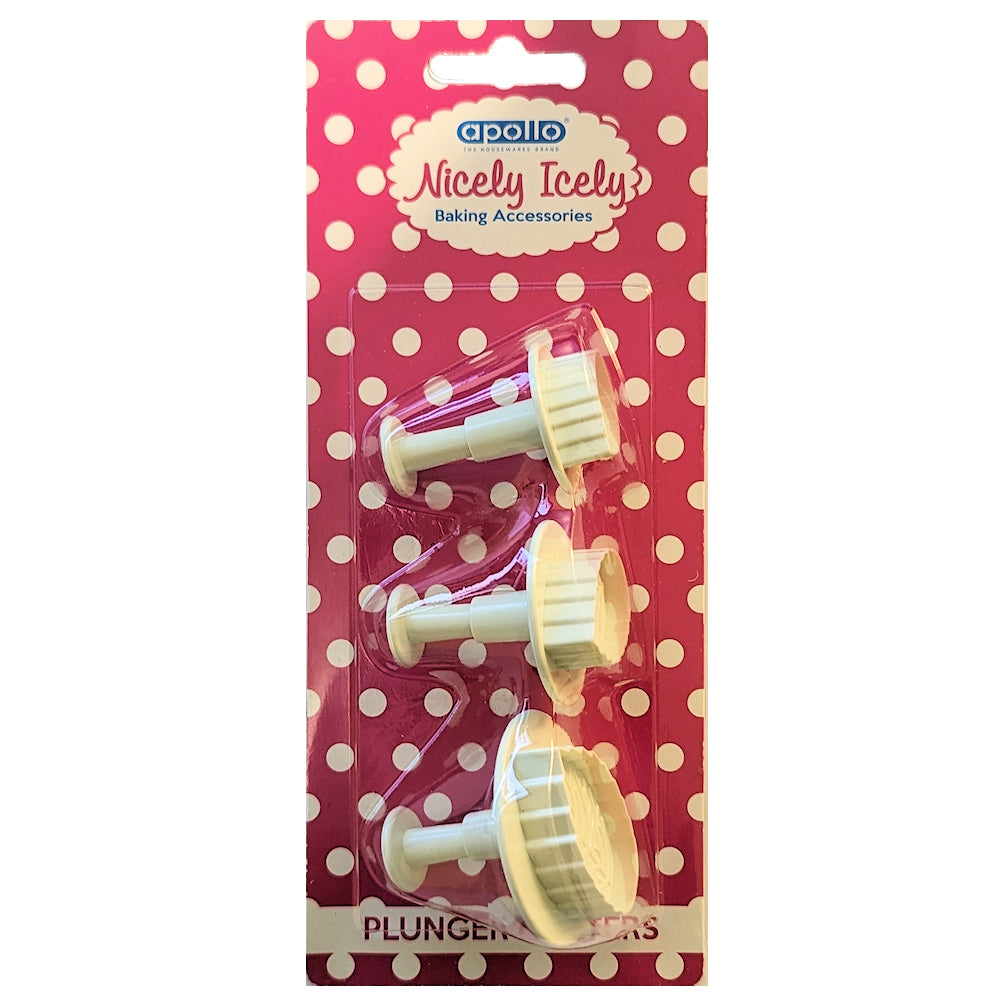 Apollo Rose Leaf Plunger Icing Cutters - Pack Of 3