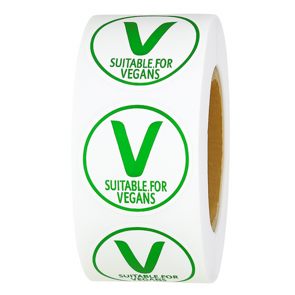 Round Vegan Food Labels - Roll of 1000