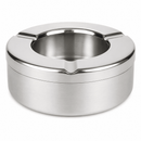 Silver metal ashtray on a white background