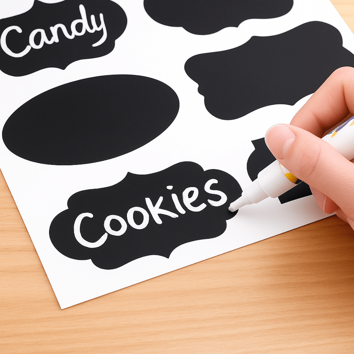 Shaped Chalkboard Labels and Chalk 40 Pack | BarBits.co.uk