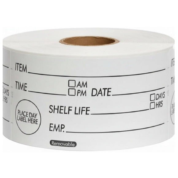 Shelf Life Data Labels - Roll of 500