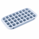 Blue silicone ice cube tray on a white background