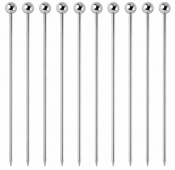 Silver Ball Garnish Picks - Pack of 10