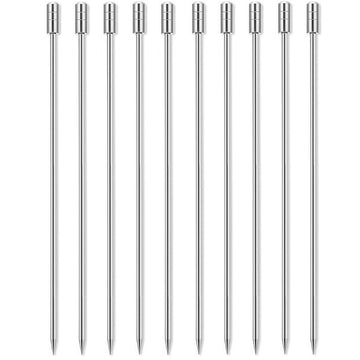 Silver Grooved Top Garnish Picks - Pack of 10