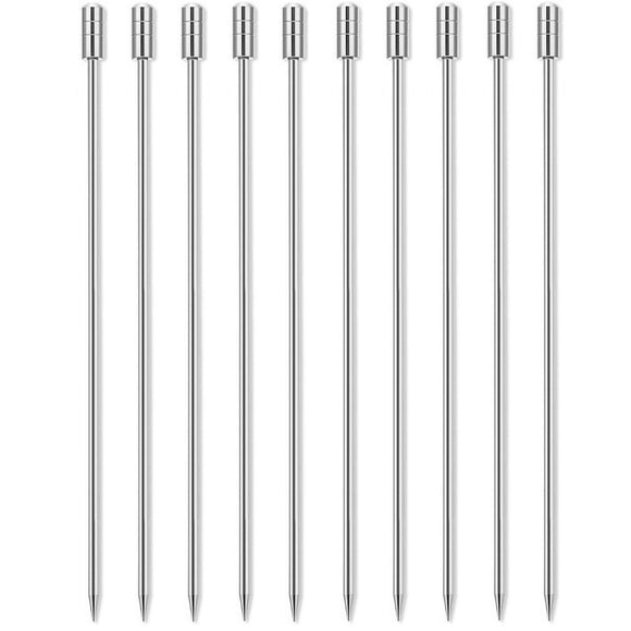 Silver Grooved Top Garnish Picks - Pack of 10