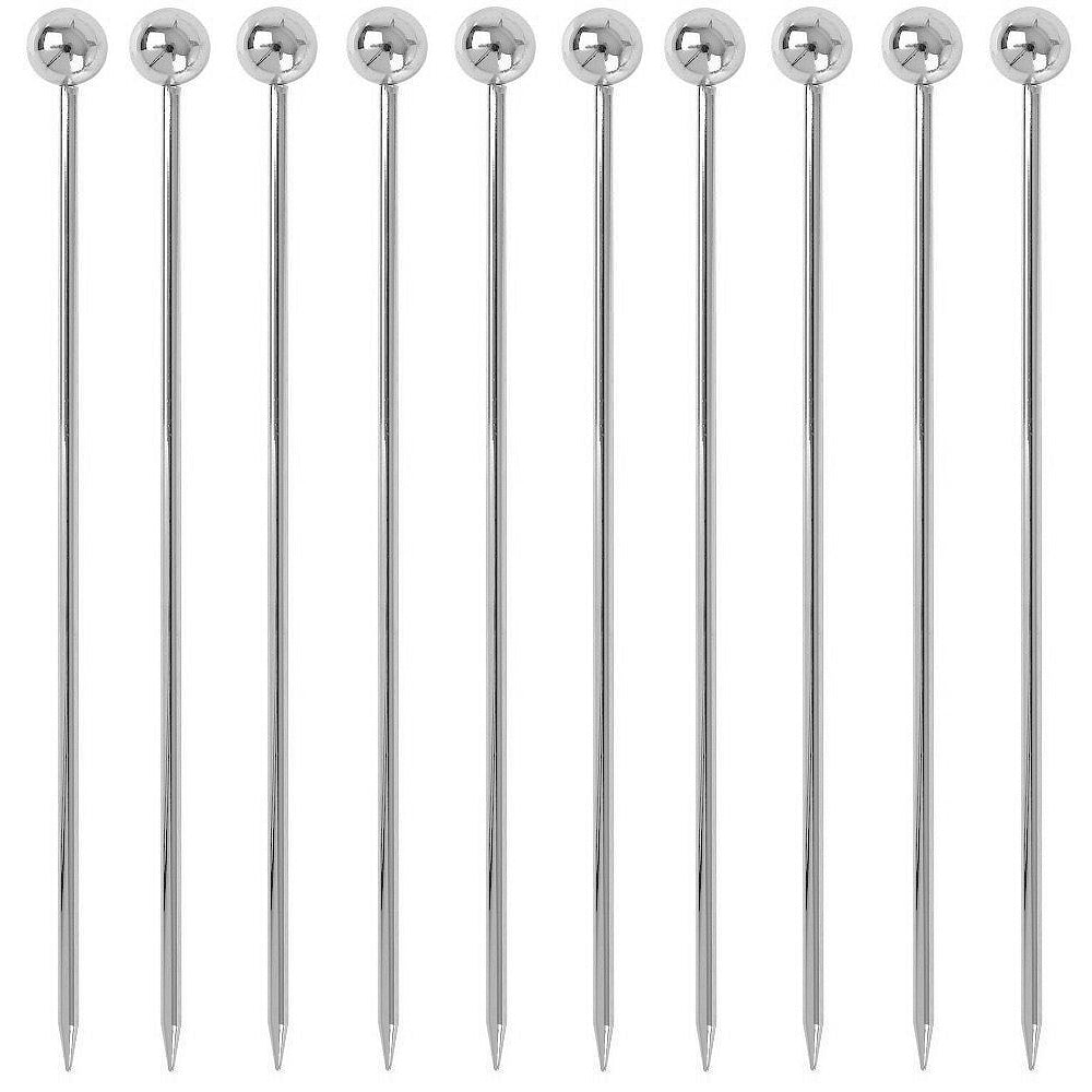 Silver Ball Garnish Picks - Pack of 10