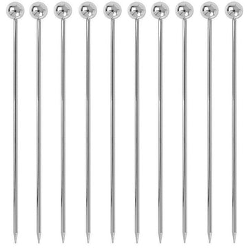 Silver Ball Garnish Picks - Pack of 10