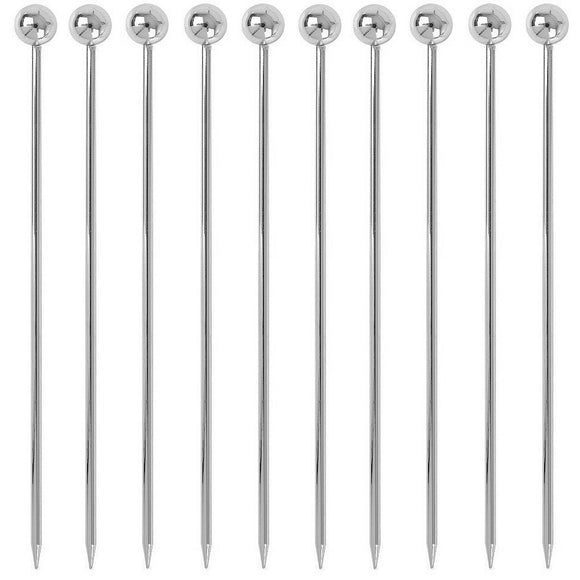 Silver Ball Garnish Picks - Pack of 10