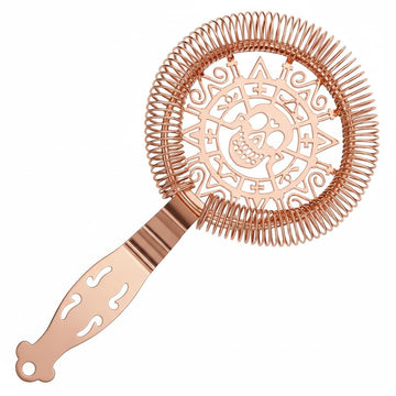 Copper skull cocktail strainer bar tool with ornate design for smooth cocktail pouring and themed bar setups - BarBits.co.uk