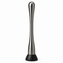 A stainless steel slim cocktail muddler 23cm gunmetal with a black rubber base, shown vertically on a plain white background.