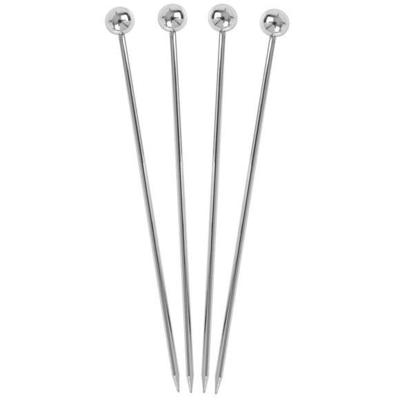 Silver Ball Garnish Picks - Pack of 10
