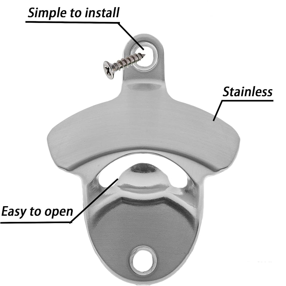 Silver Wall Mounted Bottle Opener - 0