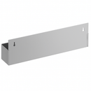 Back of stainless steel speed rail on a white backgound