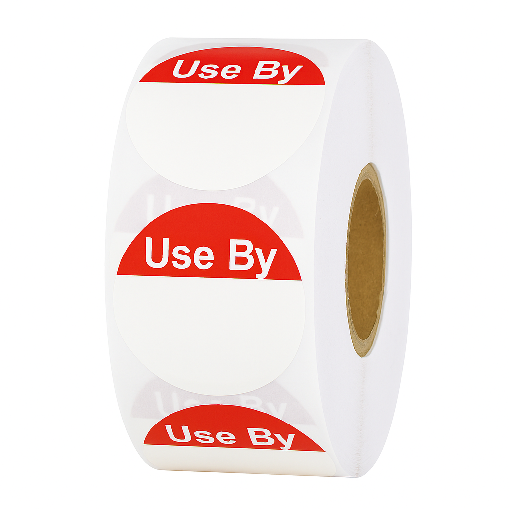 Round Use By Food Labels - Roll of 1000