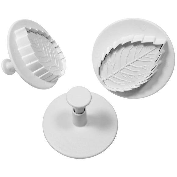 Apollo Rose Leaf Plunger Icing Cutters - Pack Of 3 - BarBits.co.uk