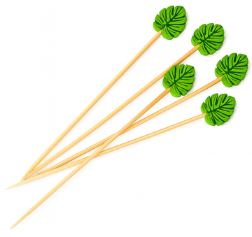 Bamboo Skewers Leaf Top 12cm - Pack of 100 - BarBits.co.uk