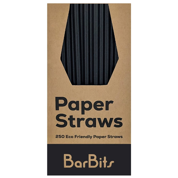 Black Paper Straws - Pack of 250 - BarBits.co.uk