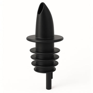 Black Plastic Free Flow Pourers - Pack of 12 - BarBits.co.uk