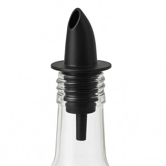 Black Plastic Free Flow Pourers - Pack of 12 - BarBits.co.uk