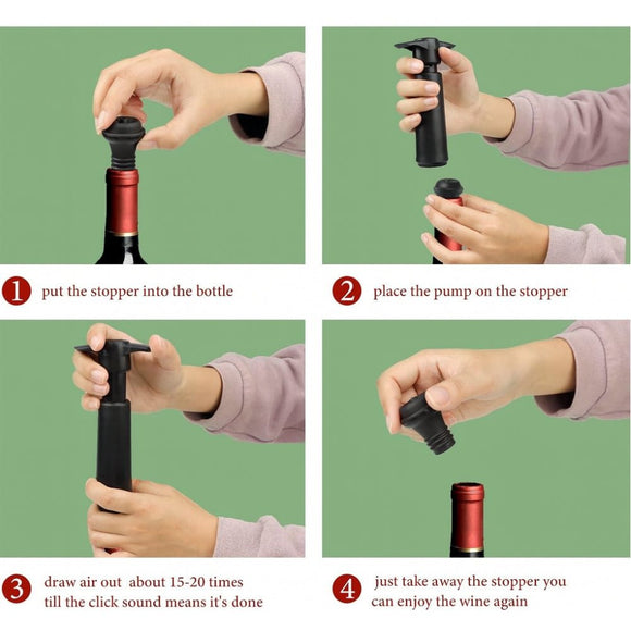 Black vacuum pump & stopper set wine saver - BarBits.co.uk
