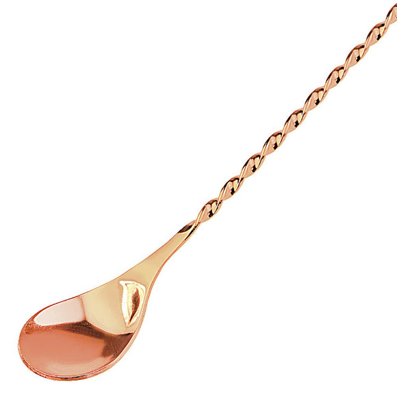 Classic Cocktail Spoon With Masher 27cm - Copper Plated - BarBits.co.uk