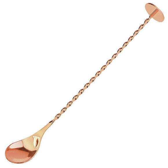 Classic Cocktail Spoon With Masher 27cm - Copper Plated - BarBits.co.uk