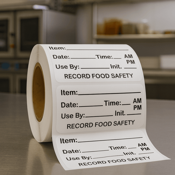 Black removable Day and Use By labels 50mm x 25mm roll of 500 - BarBits.co.uk