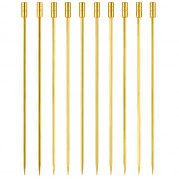 Gold Grooved Top Garnish Picks - Pack of 10 - BarBits.co.uk