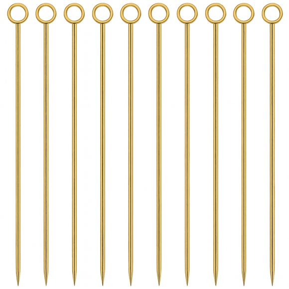 Gold ring garnish picks pack of 10 stainless steel - BarBits.co.uk