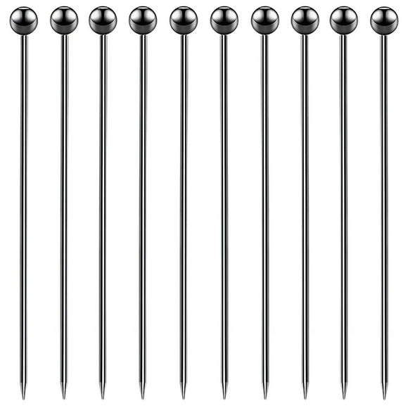 Gunmetal Ball Garnish Picks - Pack of 10 - BarBits.co.uk