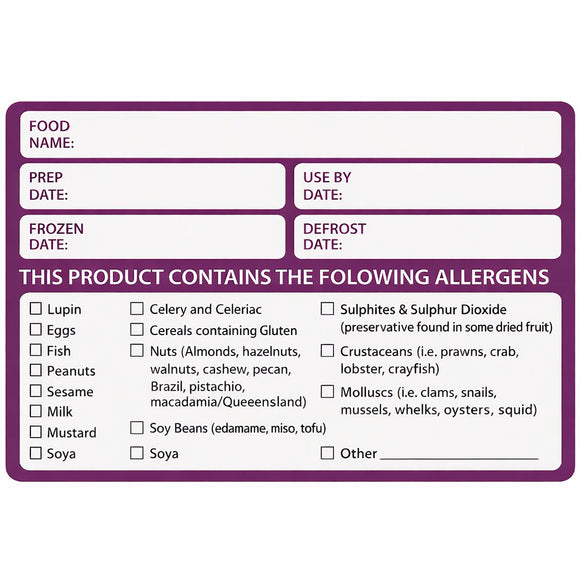 Large Allergen Alert Safety Labels - Roll of 500