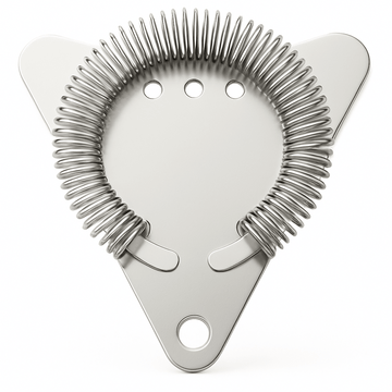 Stainless steel Ninja cocktail strainer with triangular body and coiled spring