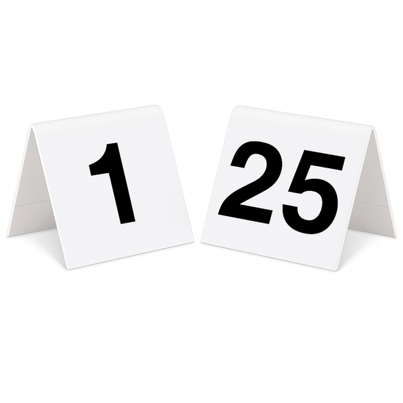 Plastic table numbers signs 1 to 25 durable double sided plastic sign - BarBits.co.uk