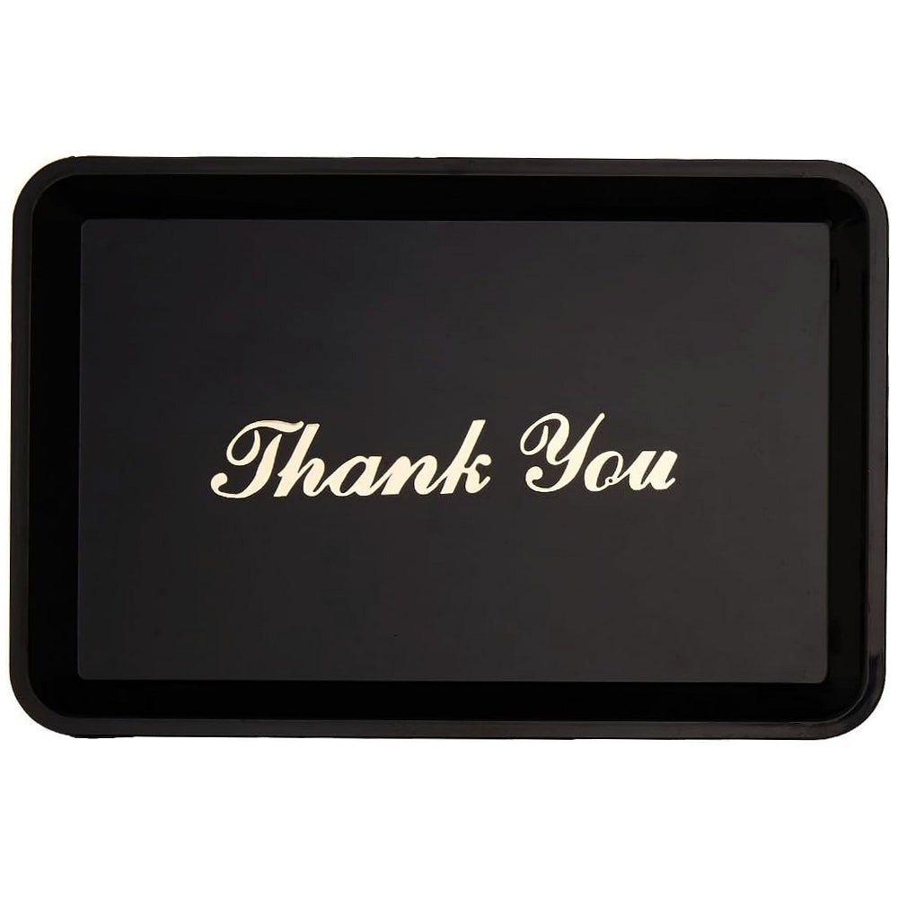 Black Plastic Tip Tray - Gold Thank You | BarBits.co.uk