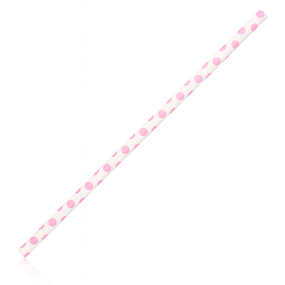 Polka Dots Paper Straws 8" - Pack of 40 - BarBits.co.uk