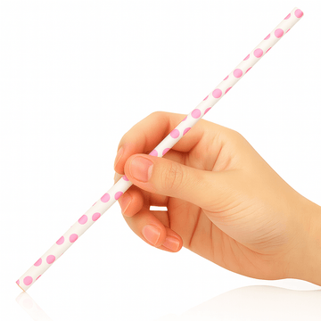 Polka Dots Paper Straws 8" - Pack of 40 - BarBits.co.uk