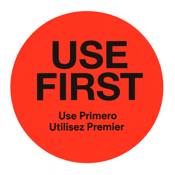 Red Removable Use First Labels - Roll of 500 - BarBits.co.uk