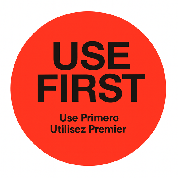 Red Removable Use First Labels - Roll of 500 - BarBits.co.uk