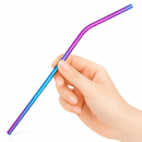 Reusable Iridescent Metal Straws & Brush - Pack of 4 - BarBits.co.uk