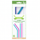 Reusable Iridescent Metal Straws & Brush - Pack of 4 - BarBits.co.uk