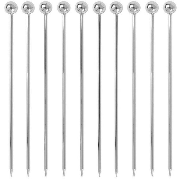 Silver Ball Garnish Picks - Pack of 10 - BarBits.co.uk