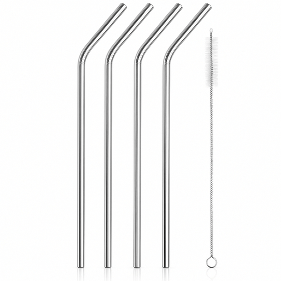 Stainless Steel Straws - Pack of 4 - BarBits.co.uk